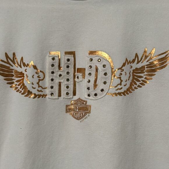 Harley-Davidson Vtg Y2K Jeweled Wing Emblem Tee XL - Picture 2 of 5